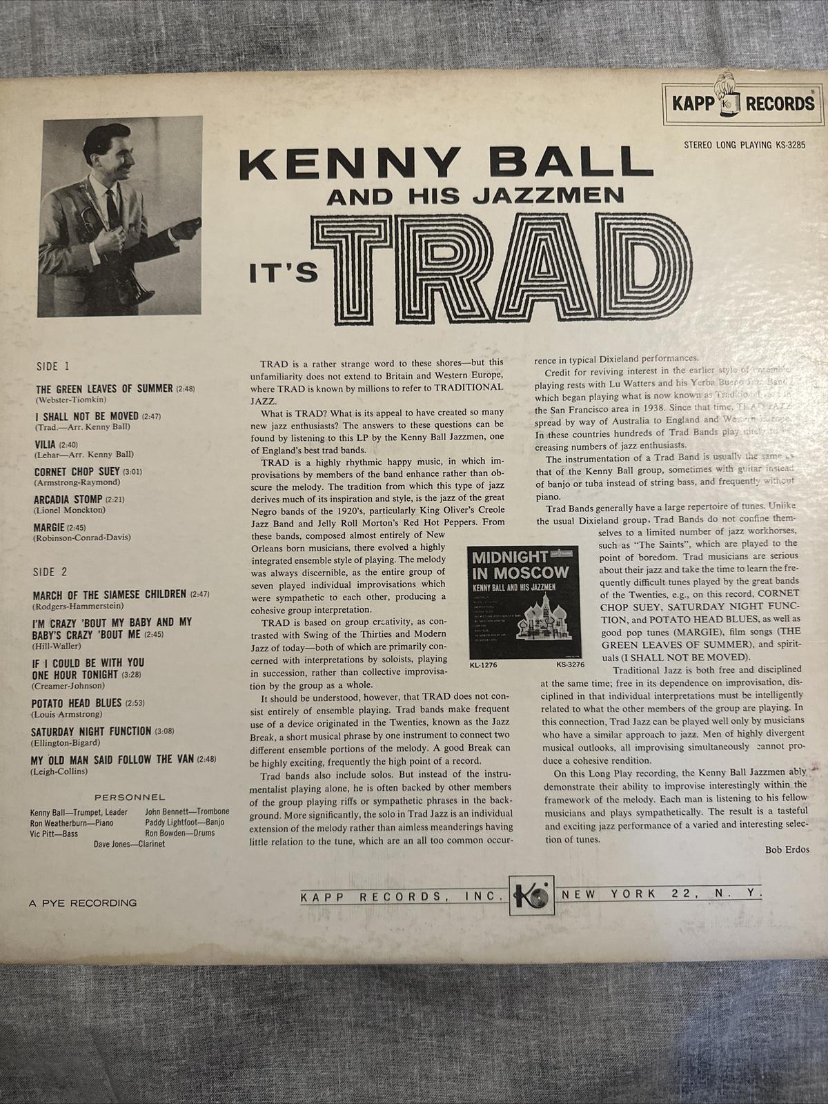 1950S  Kenny BALL And His Jazzmen – It's Trad KL1285 LP33