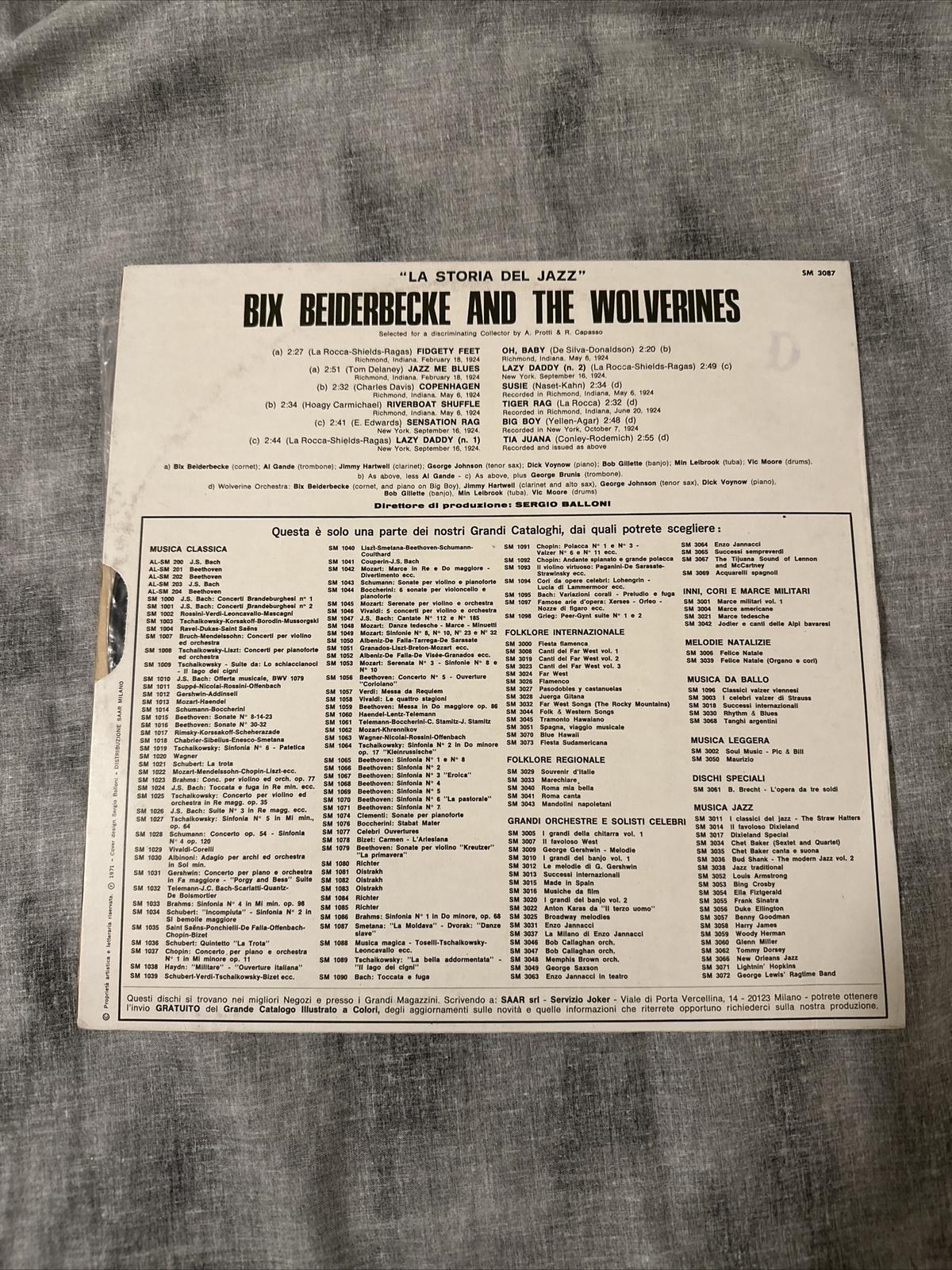 1971 Bix Beiderbecke And The Wolverines LP EX/VG Joker SM 3087 History of Jazz