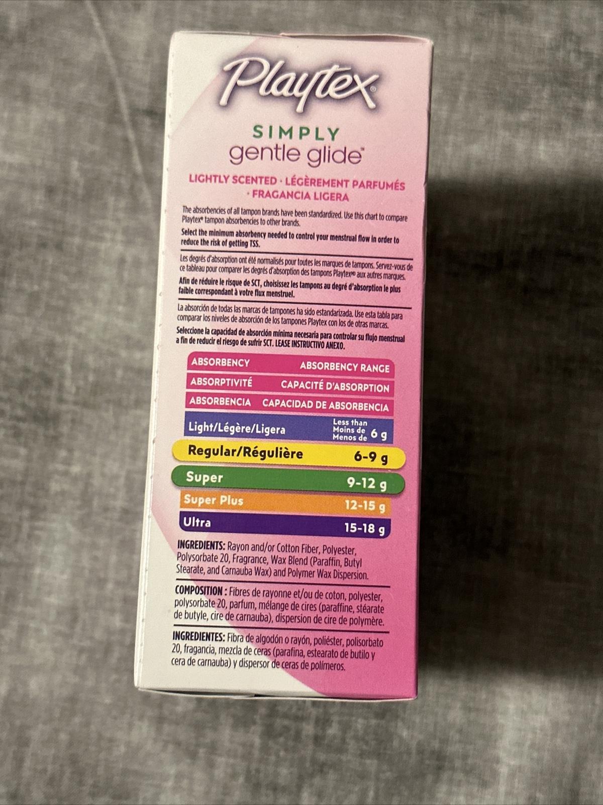 1 Playtex Simply Gentle Glide 18 ct Lightly Scented 9 Super & 9 Regular New