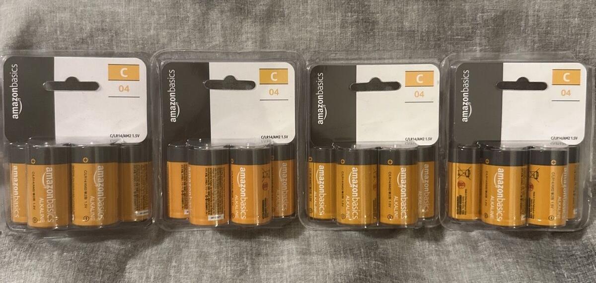 (Lot of 4) AmazonBasics C Cell All-Purpose Alkaline Batteries - 4 Pack 08/27