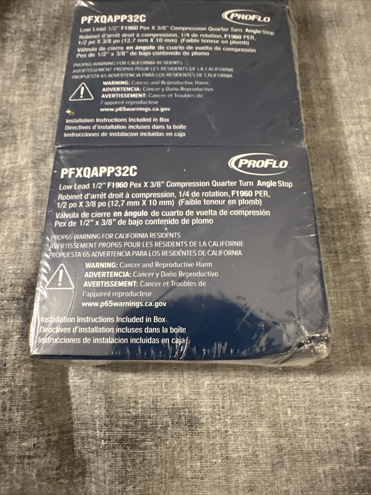 (5pk) Quarter turn Angle Stop Lever PROFLO 1/2 x 3/8 PFXQAPP32C Pex Compression